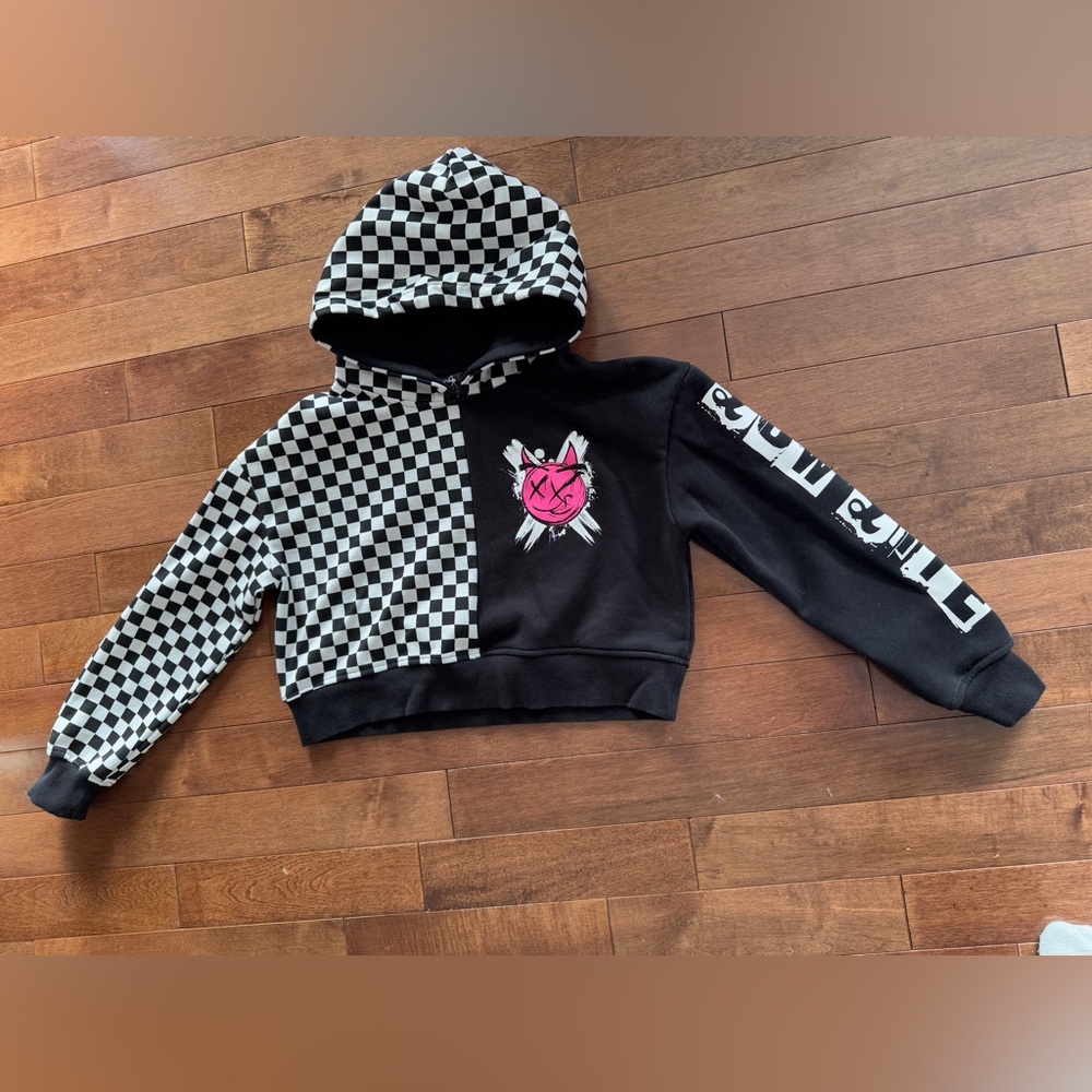 LOW LIFE CHECKERED CROP HOODIE size S